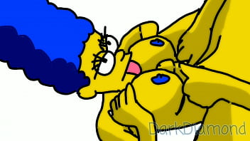 Homero y marge besandose